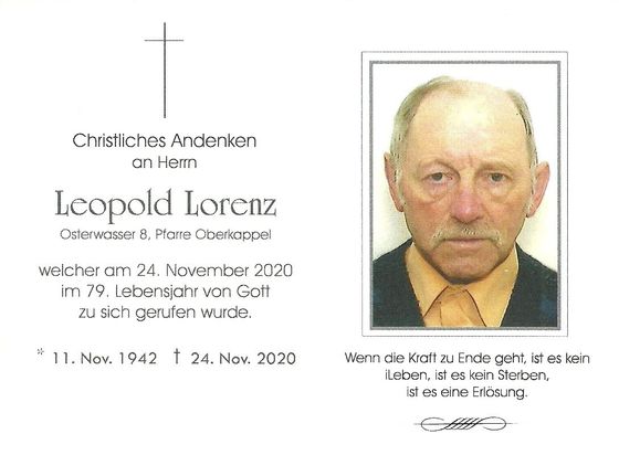 Sterbebild Herr Franz Lorenz