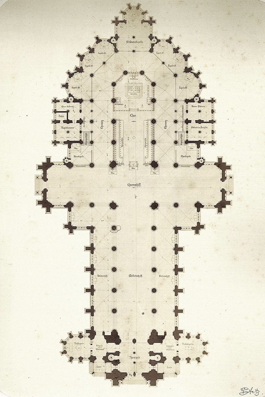 Entwurfsplan Vinzenz Statz 1859 / © Neuer Raum im Neuen Dom Entwurfsplan Vinzenz Statz 1859