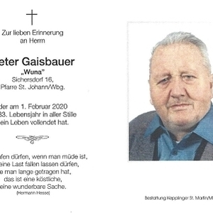 verstorben am 01. Februar 2020