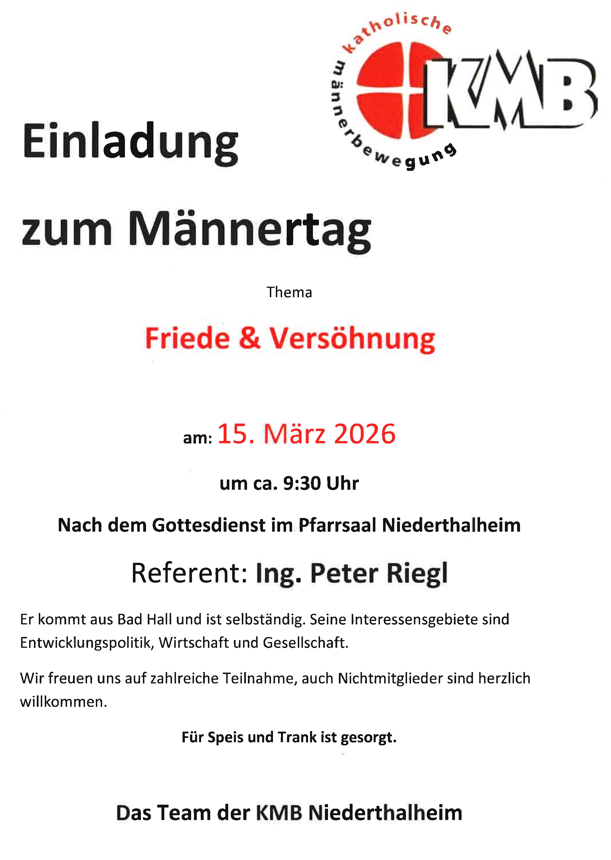 Einladung zum Männertag