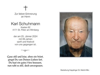 Karl Schuhmann / Bestattung Kepplinger