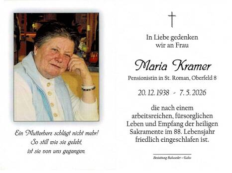 Maria Kramer / Bestattung Rakaseder & Galos