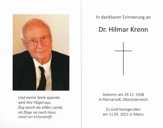 Sterbebild Dr. Hilmar Krenn