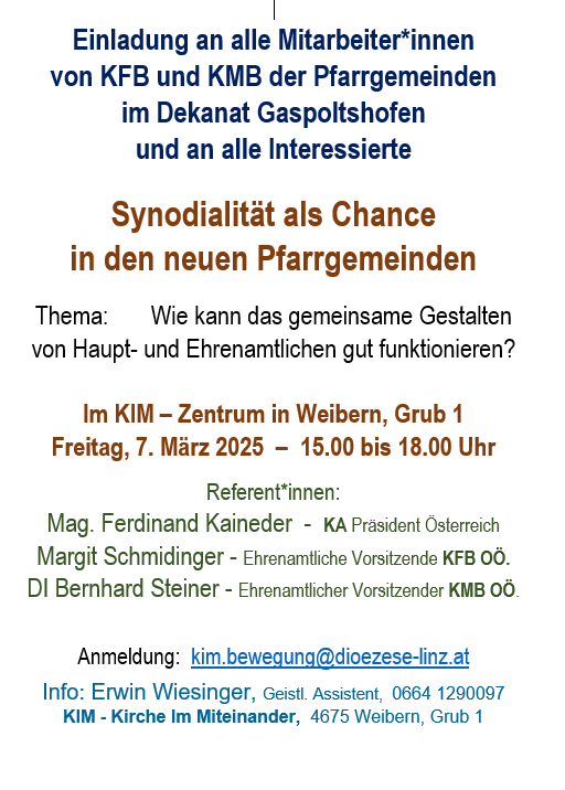 Eine Einladung zur Diskussion Synodalität als Chance in der neuen Pfarrgemeinde