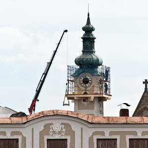 Turmhelm: Abnahme und Wieder-Aufsetzen