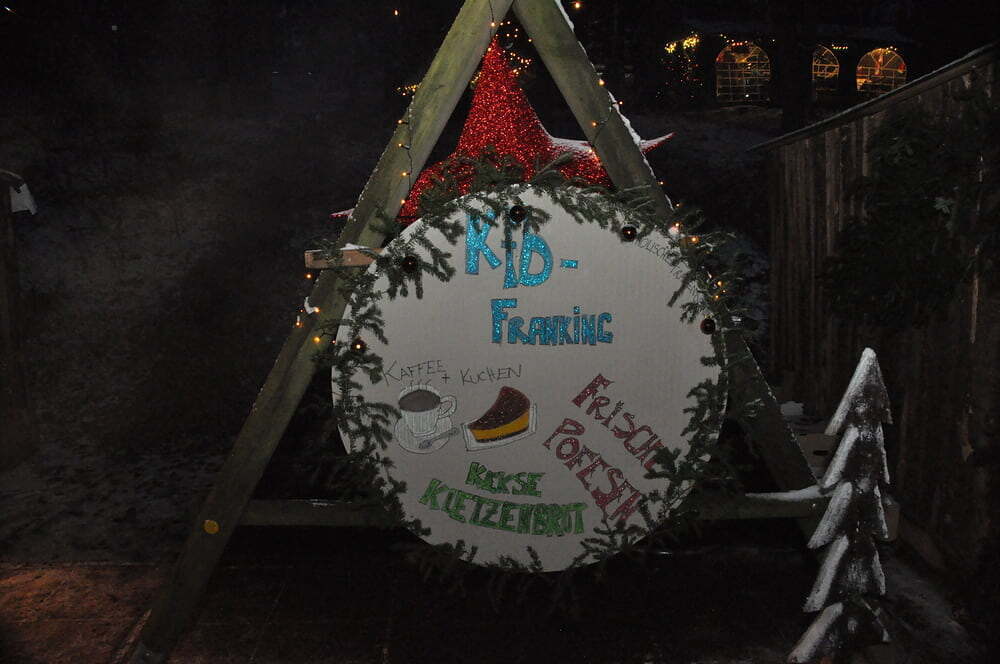 Schild zum kfb-Stand