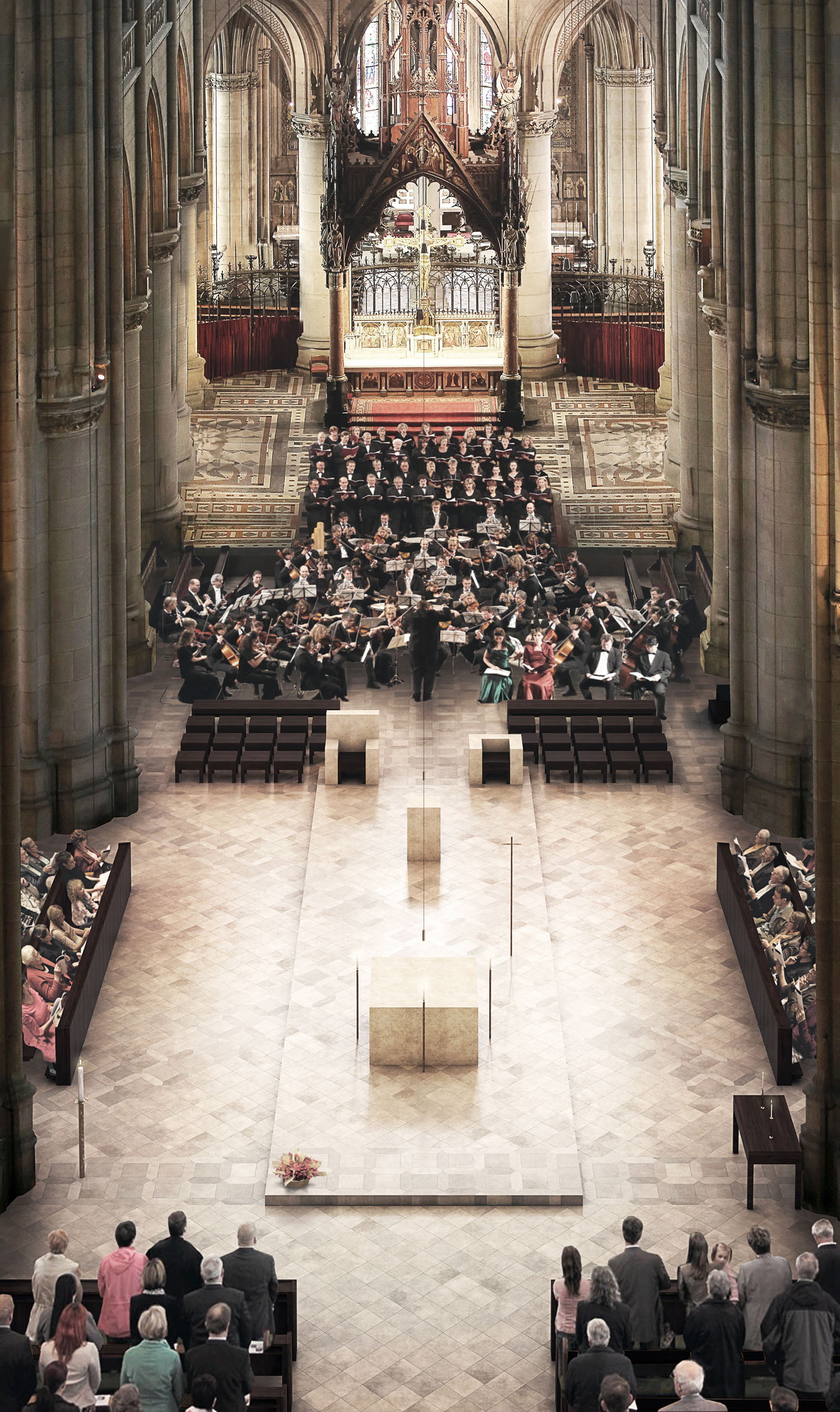 Perspektive aus Langschiff: Konzert der Dommusik