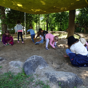 Muschelsuche im Sand                               