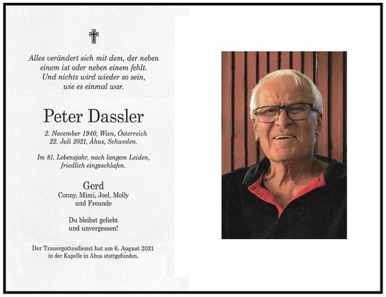 Foto: Sterbebild Herr Peter Dassler