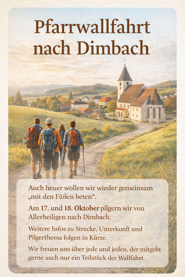 Fußwallfahrt nach Dimbach / Pfarrgemeinde Allerheiligen_KI generiert Fußwallfahrt nach Dimbach