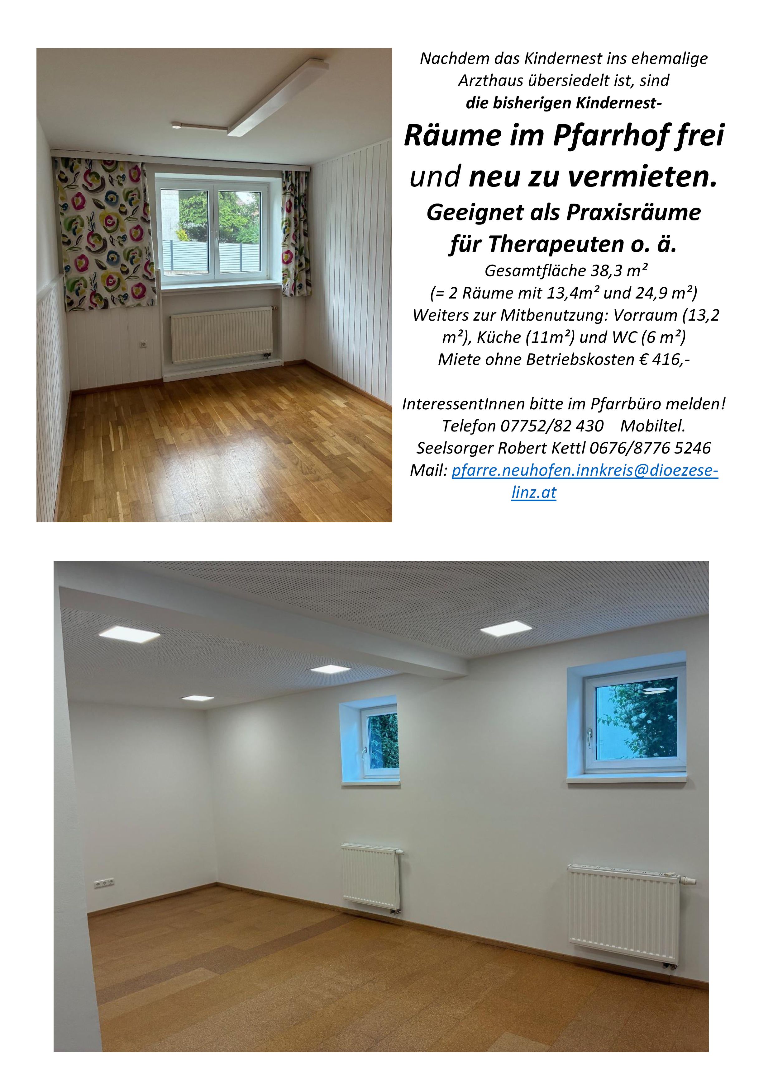 Kindernesträume neu zu vermieten / Pfarrgemeinde Neuhofen