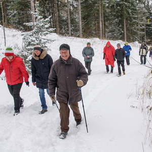 Bischofs Visitation Dekanat Weyer, Wanderung, Visitation mit den Mitgliedern der Pastoralkonferenz Dekanat Weyer in Trattenbach im SchneeFoto: Jack Haijes