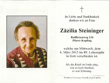 Zäzilia Steininger / © Pfarrgemeinde Kopfing Zäzilia Steininger