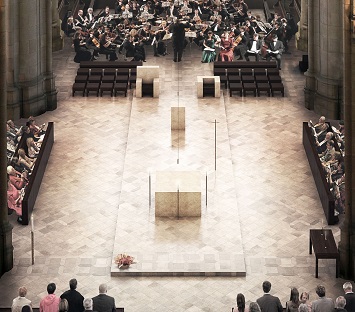 Altarraum Mariendom Linz, Visualisierung Davide Abbonacci - KUEHN MALVEZZI Berlin