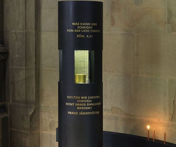 Jägerstätter-Stele im Linzer Mariendom