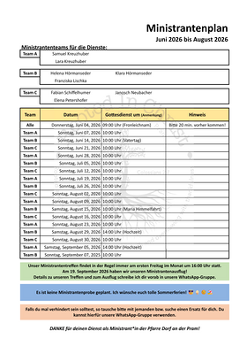 Aktueller Ministrantenplan