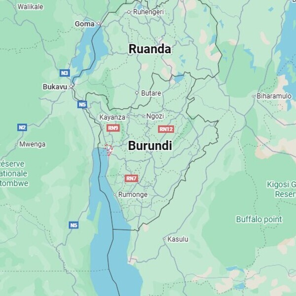 Landkarte von Burundi im Herzen von Afrika