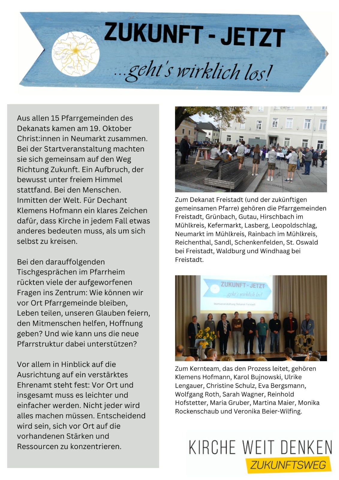 Foto vom Infoblatt für die Pfarrgemeinden