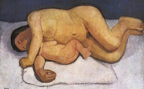 Paula Modersohn-Becker: Liegende Mutter mit Kind II, 1906, Paula Modersohn-Becker Museum Bremen. © Manchot sanguinaire/wikimedia.org (gemeinfrei)