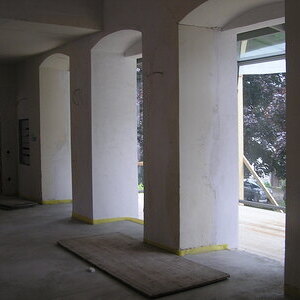 Obergeschoss mit Blick in den Glasvorbau   