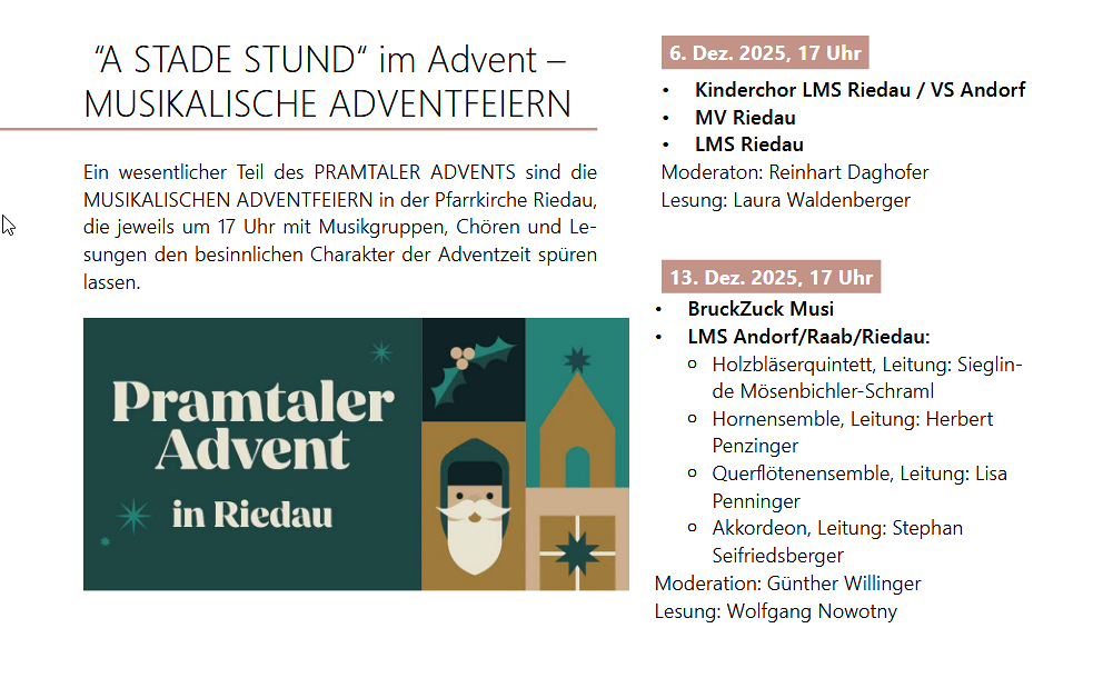 Pramtaler Advent 2026