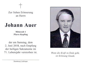 Johann Auer / © Pfarrgemeinde Kopfing Johann Auer