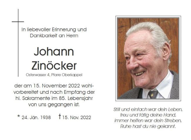 Foto: Sterbebild Herr Johann Zinöcker