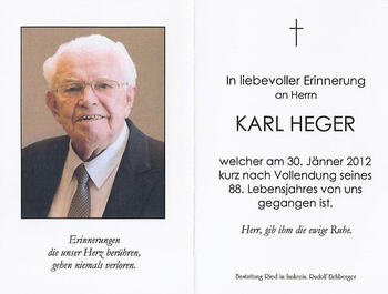 Totenbild Karl Heger
