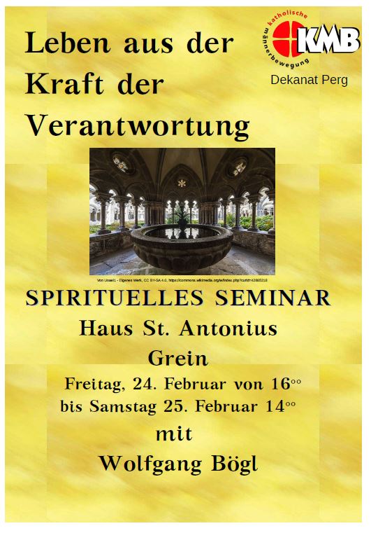 Plakat zum spirituellem Wochenende der KMB nach Grein