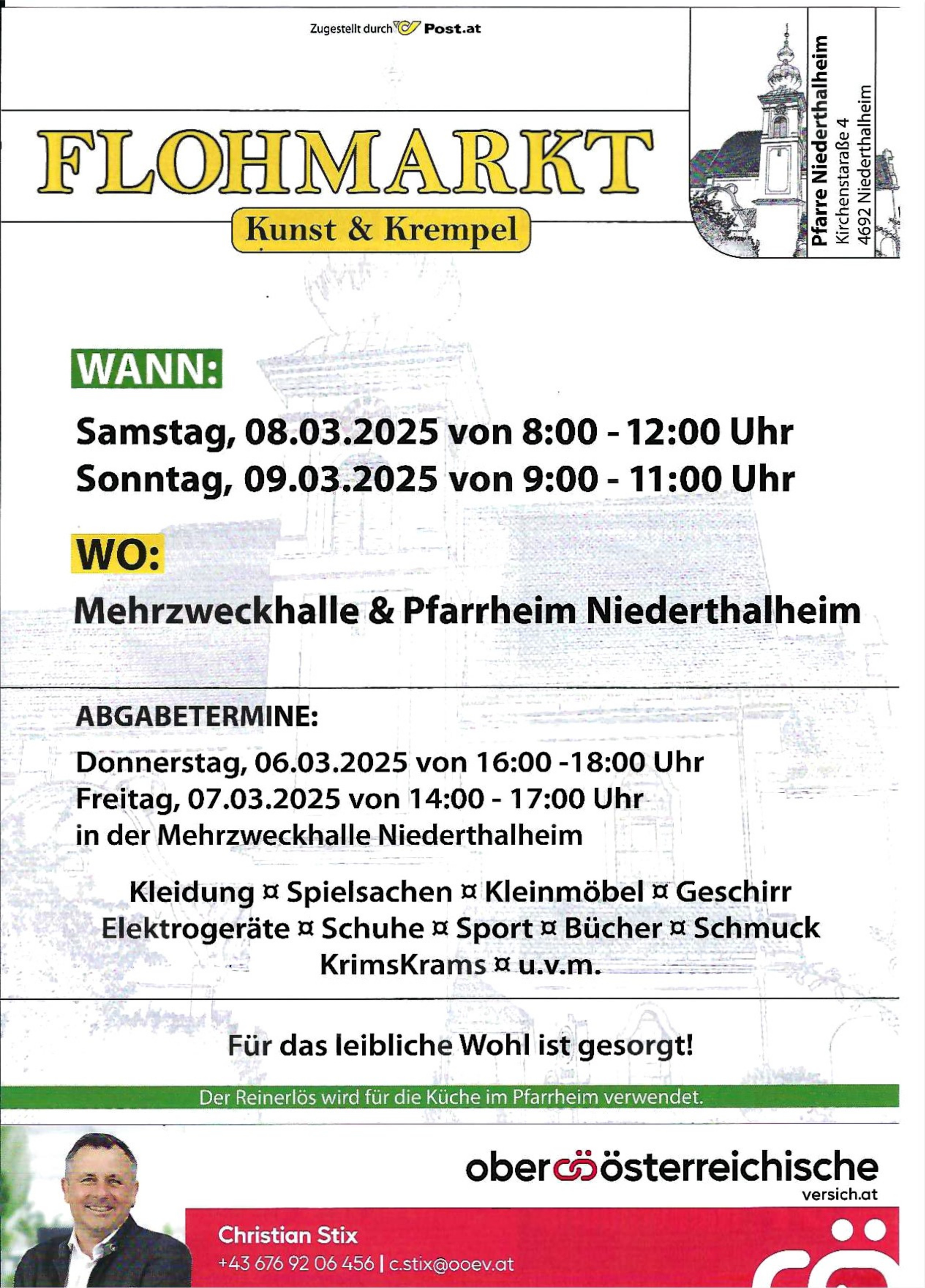 Einladung Flohmarkt Niederthalheim