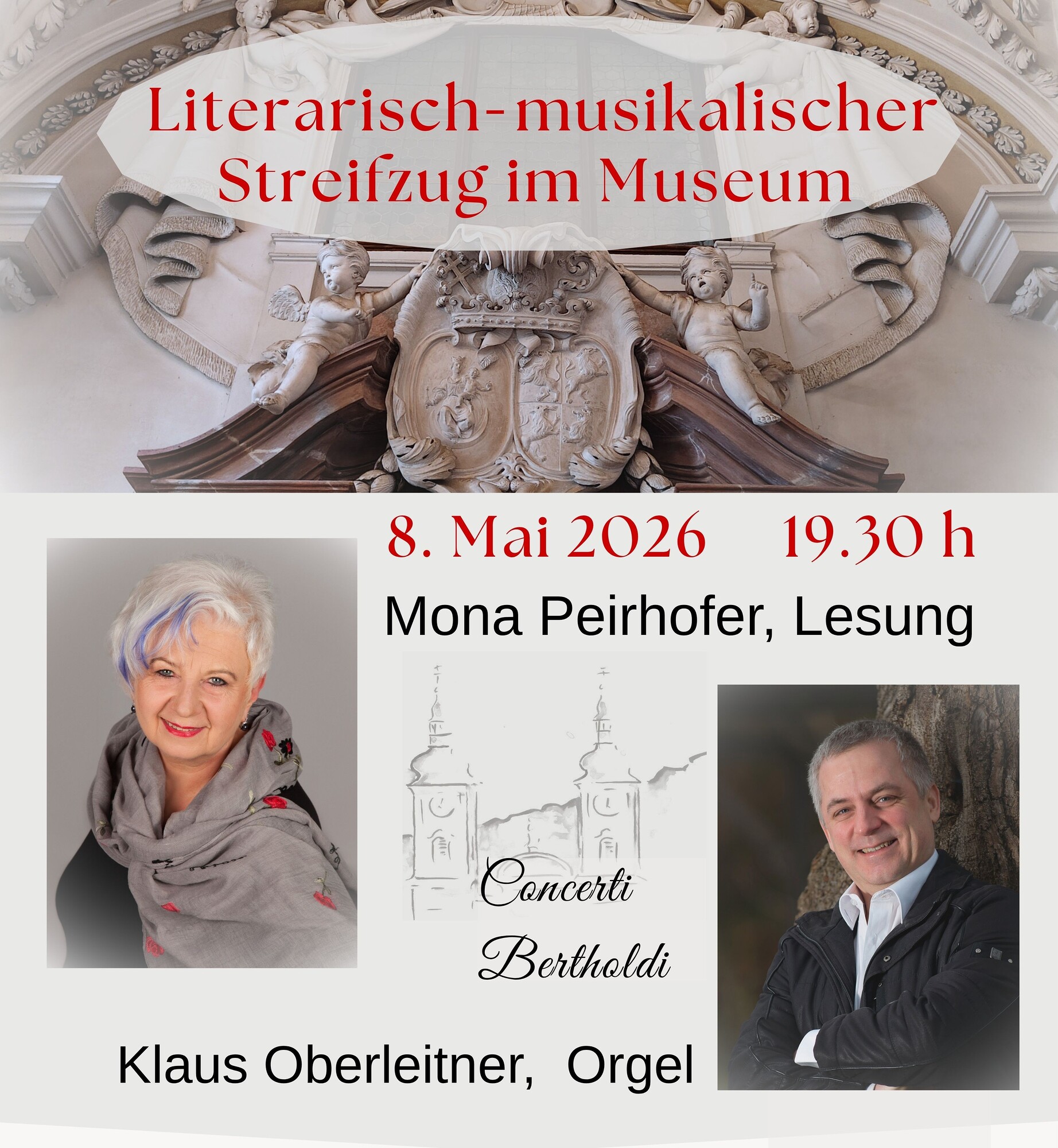 Detail der Kirche Garsten, zwei Engel mit Wappen, Fotos von Mona Peirhofer und Klaus Oberleitner