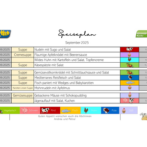 Speiseplan September 2025