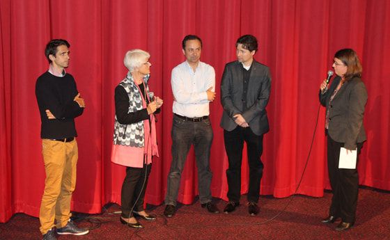  Daniel Alvermann, Erna Putz, Lothar Riedl, Peter Schierl bei der Filmpremiere im Moviemento mit Moderatorin Gabriele Eder-Cakl