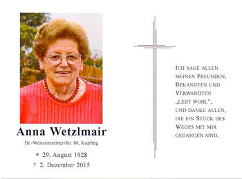 Anna Wetzlmair / © Pfarrgemeinde Kopfing Anna Wetzlmair