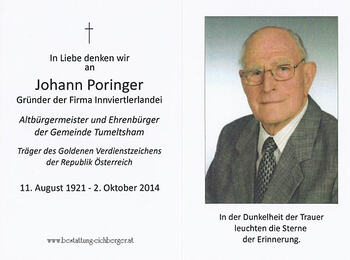 Totenbild Johann Poringer