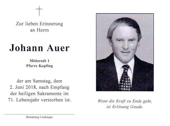 Johann Auer / Bestattung Löckinger Johann Auer