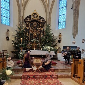 Maria und Josef im Stall. 