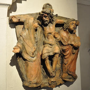 Jesus stirbt am Kreuz.