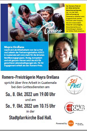 Plakat für Gottesdienste mit Mayra Orellana