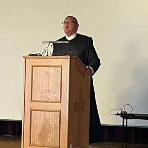 P. Rupert Froschauer OSB bei seinem Vortrag über das Kloster Kremsmünster im Bauernkrieg