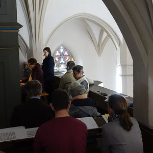 Organistinnen und Organisten beim ökumenischen Orgelseminar mit Wolfgang Kreuzhuber und Franziska Leuschner