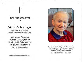 Maria Scharinger / © Pfarrgemeinde Kopfing Maria Scharinger