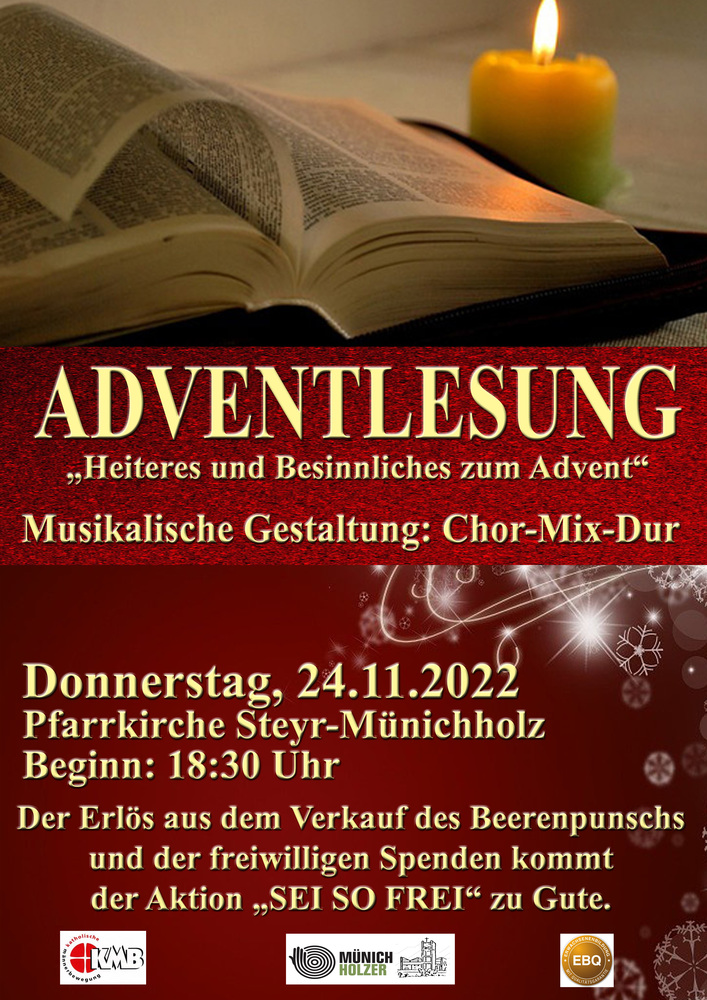 Plakat zur Adventlesung der Pfarre Münichholz