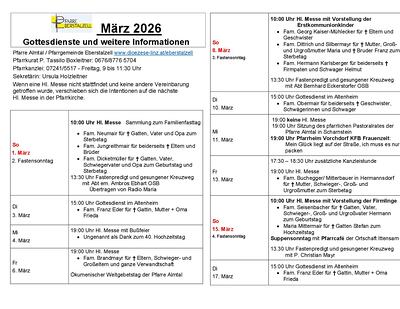 Monatsplan März 2026