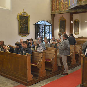 Ehrenamtlichen der Pfarre Kirchdorf wurden durch Pfarrer Pater Severin Kranabitl. Eine kurze Danke in der Bergkirche in Klaus, anschließend bei Schninagl ein EssenFoto Jack Haijes