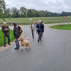 Pilgergruppe mit Hündin Lori