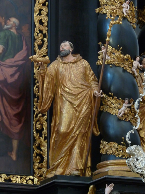 Statue Heiliger Bernhard in der Pfarrkirche Garsten (Link zum Foto: https://commons.wikimedia.org/wiki/File:Garsten_Stiftskirche06.jpg?uselang=de)