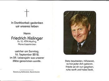 Friedrich Kislinger / © Pfarrgemeinde Kopfing Friedrich Kislinger