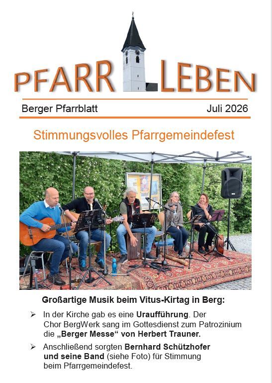 Titelbild Pfarrzeitung Berg/Krems Juli 2026