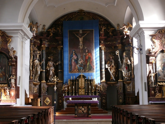 Fastentuch in der Pfarrkirche Schiedlberg